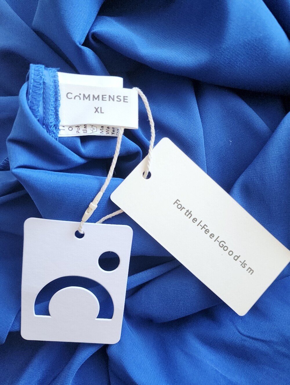 COMMENSE BLUE SATIN NWT OPEN BACK MAXI STRAPS DRESS ROSE DETAIL WOMENS SZ XL - Picture 6 of 16